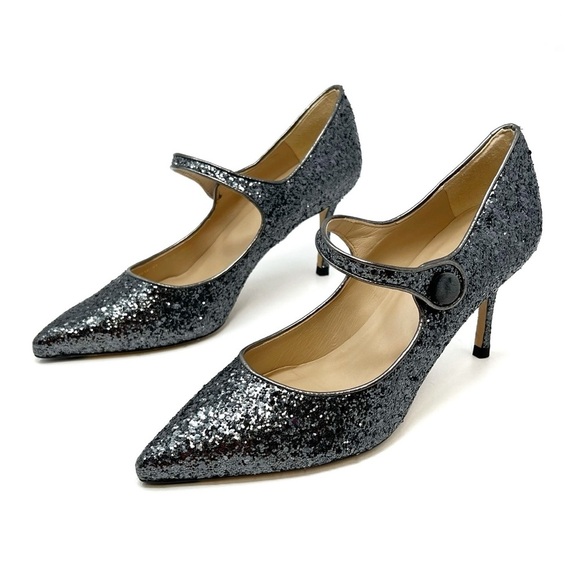LK Bennett Monica Mary Jane Glitter Heels Size 41 / 11 Antracite (Gunmetal) EUC - Picture 12 of 12